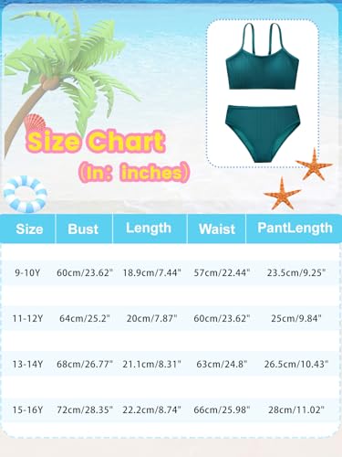 Image of Girl's 2 Piece Swimsuit Solid Spaghetti Strap Bikini Sets Beach Bathing Suit Swimwear for Teen Kids