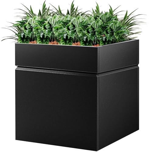 HONYTA Würfel-Pflanzgefäß aus Stahl, 50,8 x 50,8 x 53,3 cm, robuster Stahl-Pflanzgefäß, großer quadratischer Pflanzkasten für Haus, Garten, Veranda, Hof, Hotel