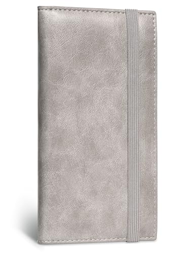 Image of Zreal Checkbook Cover for Men & Women, Premium Vegan Leather Checkbook Holder for Top & Side Tear Duplicate Checks with RFID Blocking (Distressed Grey)