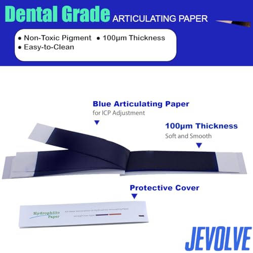 Image of 180 Sheets Dental Articulating Papers | Straight Shape Micron Bite Articulating Paper Doubled Side for Occlusal Adjustment - Thick Blue