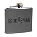 Fiaschetta in pelle grigia con incisione "Groomsman", regalo per matrimonio e festa di nozze
