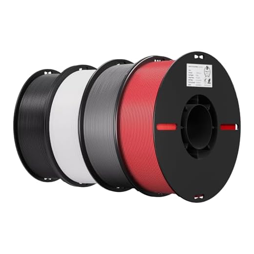 Creality 4 Pack PLA 1.75mm Filament Bundle for 3D Printing with No-Tangling Strong Bonding and Overhang Performance, Accuracy +/- 0.02mm (Black,White,Grey,Red)