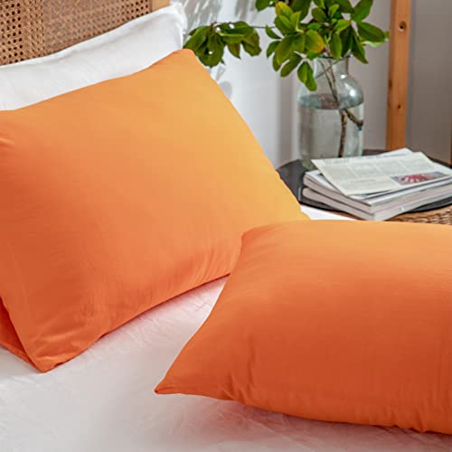 Orange Duvet Cover King, 100% Washed Microfiber 3 Pieces Solid Color Casual Orange Bedding Set For Men And Women, With Zipper Closure, Luxury Soft Relaxed Feel Natural Wrinkled Comfy (Orange, King) #TOP6