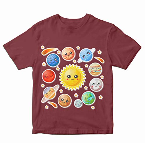 Image of Boys' Regular Fit T-Shirt Kawaii Solar System 100% Cotton Boy's Girl's Unisex Fit T-Shirt