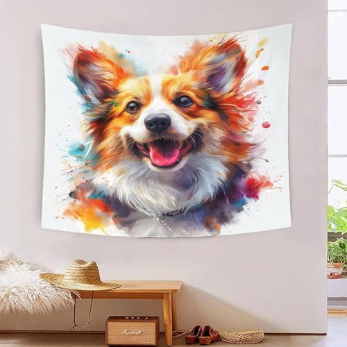 Tapiz de pared Corgi 3D KaleidoKit para decoración de habitaciones y ambientes modernos