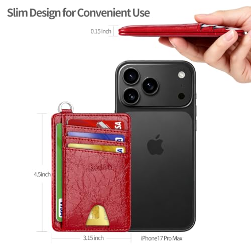 Image of Slim Minimalist Front Pocket Wallet, RFID Blocking Credit Card Holder Wallet with Integrated D-Shackle for Men Women