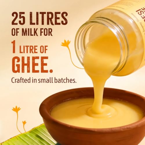 Image of Isha Life Pure A2 Desi Cow Ghee I Traditional Curd Churned I Grass-Fed & Free-Grazing Cows I Bilona Ghee | 1 Litre