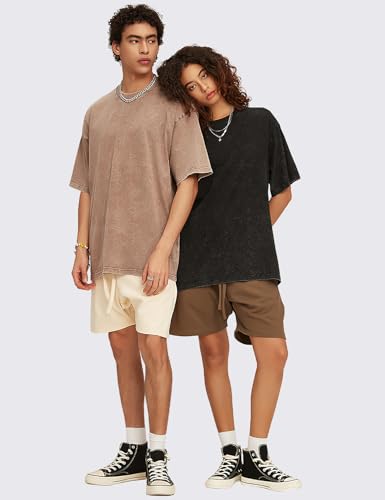 Eisctnd 4 Pack Men's Oversized T-Shirts Heavy Cotton Vintage Tee, Loose Fit Baggy Short Sleeve Casual Streetwear Unisex Tops3