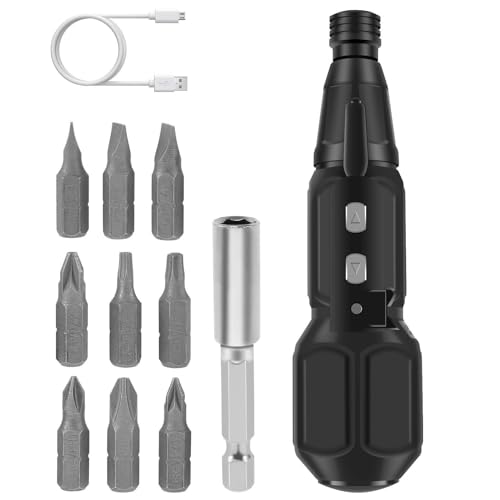 Electric Screwdriver Cordless, Rechargeable Power Screwdrivers Set, Portable Automatic Home Repair Tool Kit with LED Lights and USB Cable