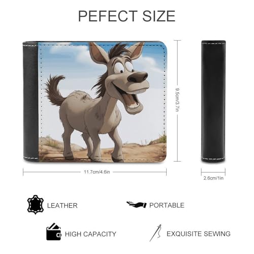Men's Leather Wallet Bifold Wallet for Men Cartoon Donkey Slim Wallet with Multiple Card Classic Passcase Mens Card Holder2