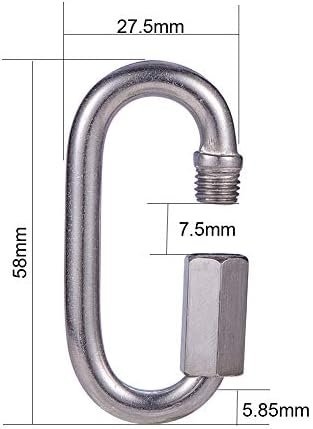 INCREWAY 4 Pcs Stainless Steel D Shape Locking Carabiner Quick Link Chain Connector Keychain Buckle