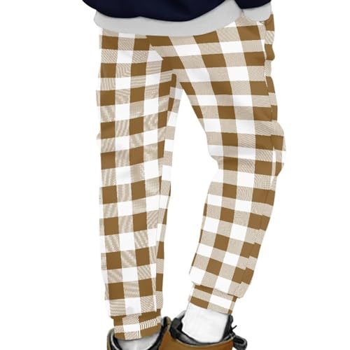 AmzPrint Sky Blue White Buffalo Plaids Print Sweatpants for Boys Baggy High Waist Running Pants with Pockets2