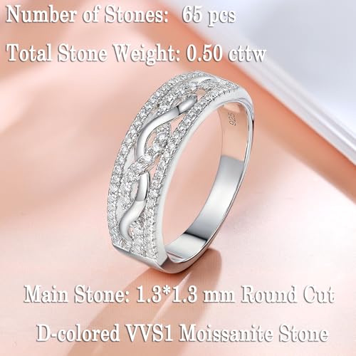 Newshe Jewellery Moissanite Wedding Bands for Women 925 Sterling Silver Eternity Rings Promise Engagement Ring Twisted Size 5-103