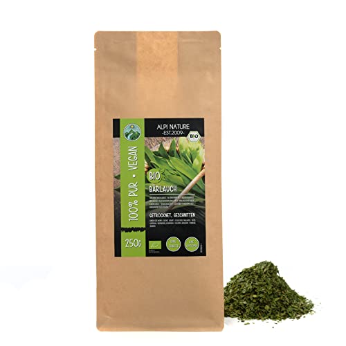 Ajo silvestre orgánico (250g), hojas de ajo silvestre orgánico, ajo silvestre de cultivo orgánico controlado, 100% natural, sin aditivos