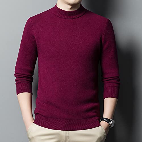Pulls chauds pour hommes casual rouge taille S en maille demi-col roulé doux