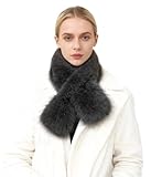 Lina & Lily �charpe Col Femme Hiver avec Fente en Fausse Fourrure Poils Longs (Gris Fonc�)