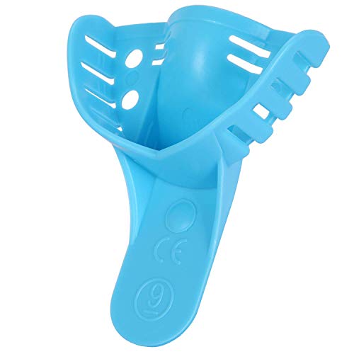 Image of JMU Dental Impression Trays, 9 Anterior Upper, Autoclavable, 12 Pcs | Perforated Disposable Impression Trays, Plastic, Blue