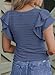 SHEWIN Womens Fashion 2025 Casual Crewneck Tee Shirt Ruffle Short Sleeve Shirts Cute Summer Tops for Women Trendy,L,Navy Blue