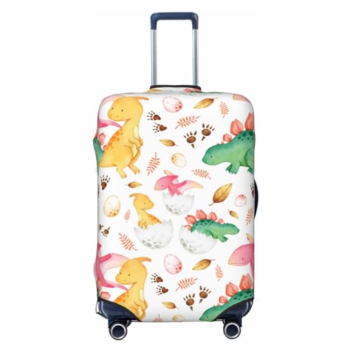 Cute Baby Dinosaurs Print Luggage Cover Elasticated Suitcase Covers TSA Approved Stylish Scratch Washable Resistant Case Protector for Kids and Adults