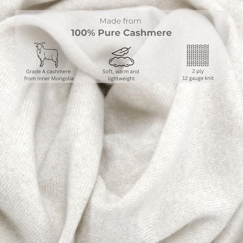 Jet&Bo 100% Pure Cashmere Travel Wrap, Scarf & Blanket Ivory, Storage Bag + Gift Box2