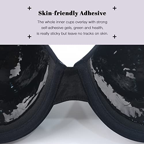 Wekofi Women’s Strapless Push Up Padded Underwire Sticky Invisible Adhesive Bra For Backless Dress(Dd,Black) #TOP5