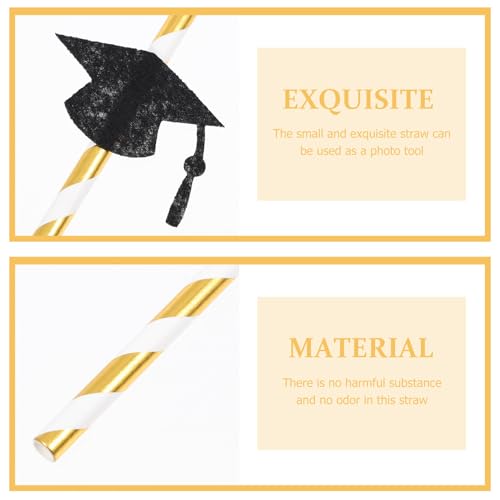 Pitillos de papel para graduación VALICLUD 24 pcs negro miniatura 3