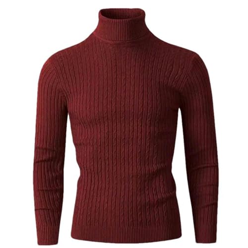 Autumn and Winter Men's Turtleneck Pullover Long Sleeve Striped Knitted Warm Casual Sweater2