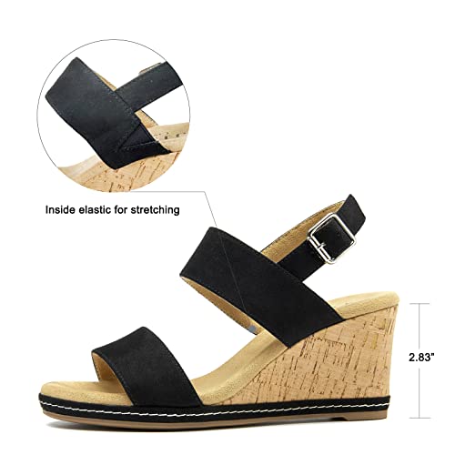 VJH confort Women's Wedge Sandals Buckle Straps Cork Platform Comfort Slingback Dress Open Toe Sandals2