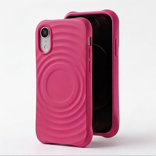 Image of amazon basics Shockproof Case for iPhone XR | Ripple Pattern | Camera Protection | Protective Cover with Enhanced Grip & Wireless Charging Support - Maroon Red