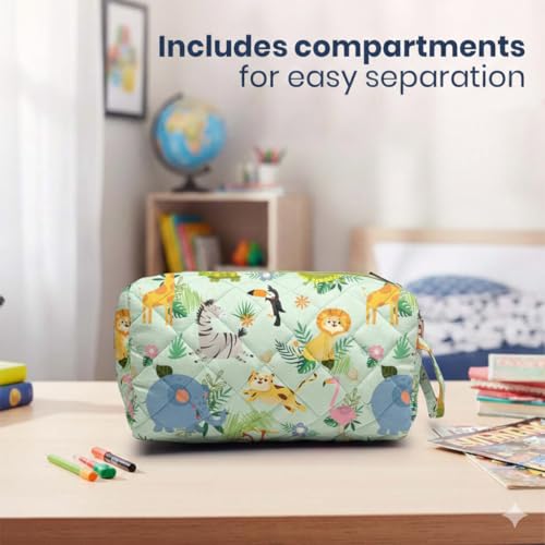 Image of Multipurpose Travel Organizer | All-in-One Compact Durable, Lightweight, Waterproof, Bag | Travel Friendly Pouch | Ideal for Stationary, Diaper, Medicines (Jungle Safari Print)