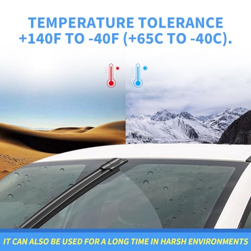 Image of Gavimnal Silicone Wiper Blades Replacement For Toyota RAV4 2006-2012 | 24 inch+17 inch Front & 12 inch Rear, All-Weather, Streak-Free, OE-fit, Quiet, Easy One-Click Install