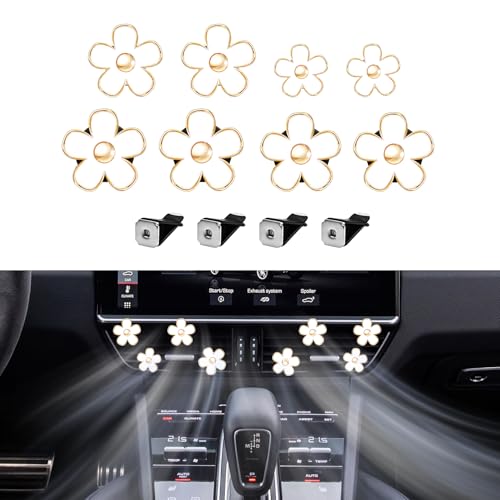 Image of 8PCS Daisy Flower Air Vent Clip Accessories, Air Conditioning Outlet Clip, Car Air Freshener Dashboard Accessories Charm, Auto Decorations Interior Universal Car Fresheners for Women
