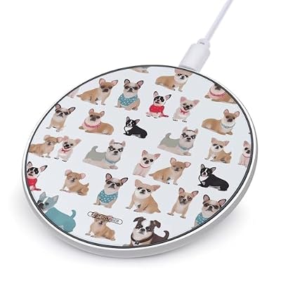 Cute Chihuahua Pug Pattern Wireless Charger 10W Portable Fast Wireless Charging Pad Compatible with Phone Slim Charging Station Lightweight Charger Mat Charging Block for Travel Home Office