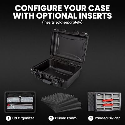 NANUK 920 Empty Hard Case Waterproof Travel Hard Case, 16.7 x 13.4 x 6.8, Dustproof & Impact-Resistant, Airline Carry-On Approved Black