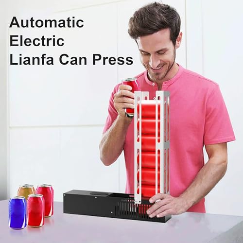 Elektrische Dosenpresse – Automatischer Dual-Modus, verstellbarer Ständer zum Recycling von Aluminium-Soda, Cola-Dosen und Kunststoff-Wasserflaschen
