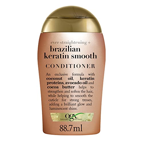 OGX-Après-Shampooing Ever-Straightening+Brazilian Keratin Smooth (flacon de 88,7 ml)-Après-shampoing lissant à