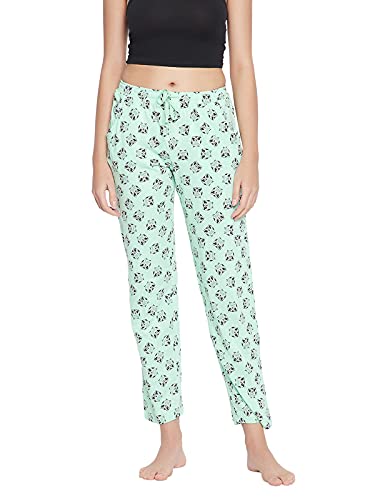 Image of Clovia Women's Cotton Owl Print Pyjama - Green