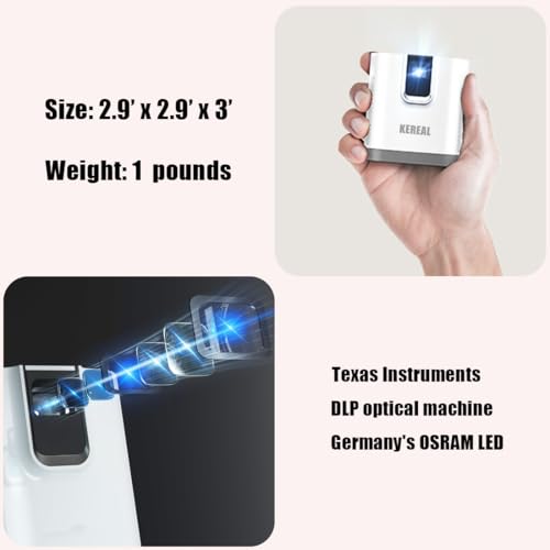 Kereal Mini Projector Android Tv With Wireless 5G Wifi And Bluetooth,1080P Support, Portable Pocket Dlp Smart Projector With Stand Built In Apps thumb #3