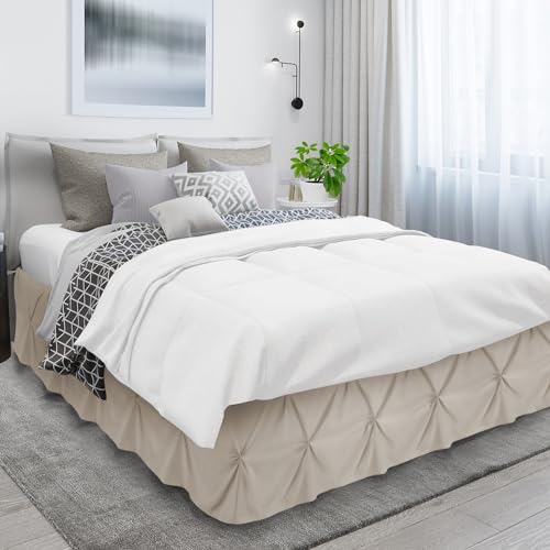 Image of Nestl Linen Bed Skirt Twin Size, Pinch Pleat Twin Bed Skirt, 14 inch Inch Drop Twin Bedskirt, Hotel Quality Linen Bed Skirts, Premium Microfiber Bedskirt for Twin Bed, Linen Twin Bed Skirt