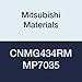 Mitsubishi Materials CNMG434RM MP7035 Carbide CN Type Negative Turning Insert with Hole, Coated, Rhombic 80?, Grade MP7035, 0.5" IC, 0.187" Thick, 0.063" Corner Radius, RM Breaker (Pack of 10)