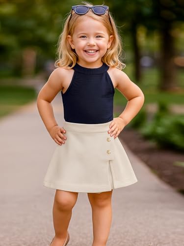 Image of A.T.U.N. (ALL THINGS UBER NICE) Girls Tank Top and Skort Set | Stylish Sleeveless 2 Piece Outfit Set for Kids | Comfortable Soft Fabric Clothing Set for Girls