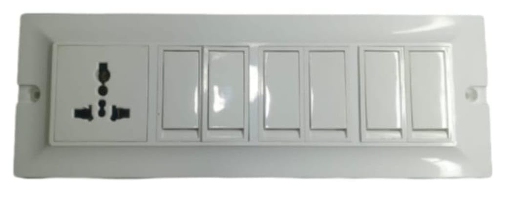 BAHUL Wall Surface PVC with CONECTION Wire ONLY 6 Switch 1 Cross PIN Socket Bord-picture-19