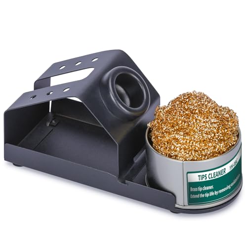 YIHUA D-2 Soldering Iron Holder, Heat-resistant Tip Cleaner with Brass Wool Tip Cleaner and Cleaning...