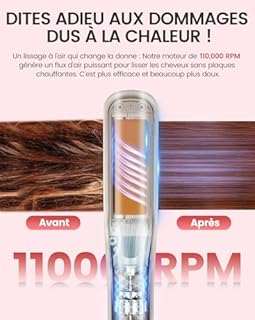 HOMEASY Lisseur Cheveux 2-en-1 : Séchage + Lissage Instantané - Fer à Lisser Professionnel, Technologie Lonique & Nanofibre, 3 Températures + 2 Vitesses, Écran LCD - Lisseur Boucleur Pour Tous Cheveux