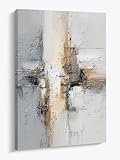 artissimo, modernes Leinwandbild 50x70 cm, AG5694, Abstraktes Motiv – Grau Beige Weiß, Bild auf Leinwand, Wanddeko aufhängefertig, Wandbild Wohnzimmer modern, Gemälde, Kunst, Strukturmalerei