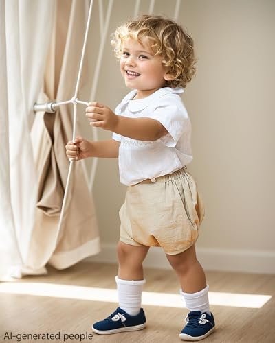Image of Twoflower Smocked toddler boy outfits Summer Cotton Short Sleeve boys' button-down shirts Casual 2 piece Clothing Set
