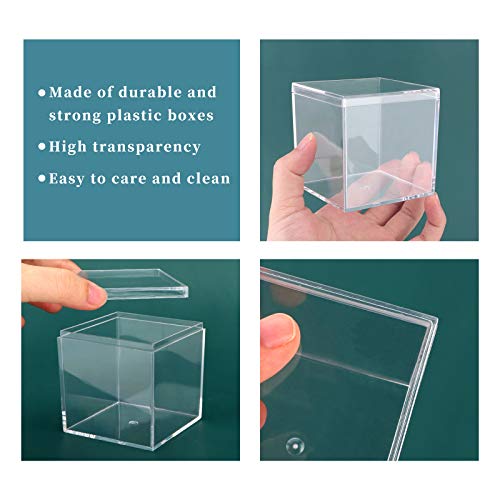 Image of Clear Acrylic Box with Lid, 4 Pack 4.7x4.7x4.7 inches Clear Plastic Box for Organize, Acrylic Cube Storage Container Drawer Organizer for Vanity Jewelry Accessories, Small Items