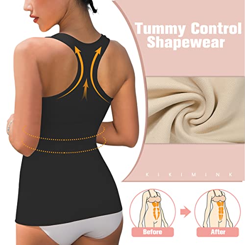 Kikimink Women's Shapewear Tank Tops Compression Tummy Control Seamless Camisole Body Shaper Top - Black M #TOP2