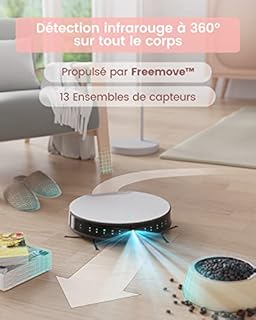 Lefant Aspirateur Robot avec Télécommande N1,4500Pa Puissant Aspiration,165min d'Autonomie, Auto-Charge Robot Aspirateur, Version sans WiFi, Idéal pour Les Poils d'animaux Sol Dur Tapis