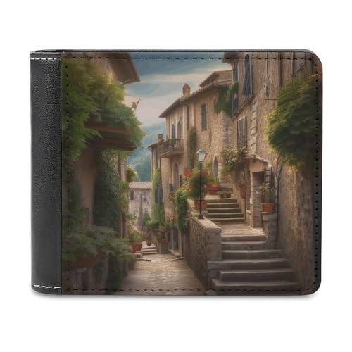 YKUDBN Herren-Ledergeldbörse, italienischer toskanischer Druck, niedliche Geldbörse für Damen, Reißverschluss-Geldbörse, geeignet für den täglichen Gebrauch, Italien, Toskana, Einheitsgröße, Italien